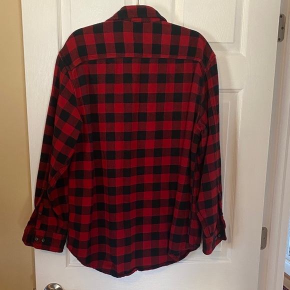 G.H.Bass Men's XL Red Black Buffalo Check Flannel Shirt 100% Cotton Button Up - Picture 4 of 5